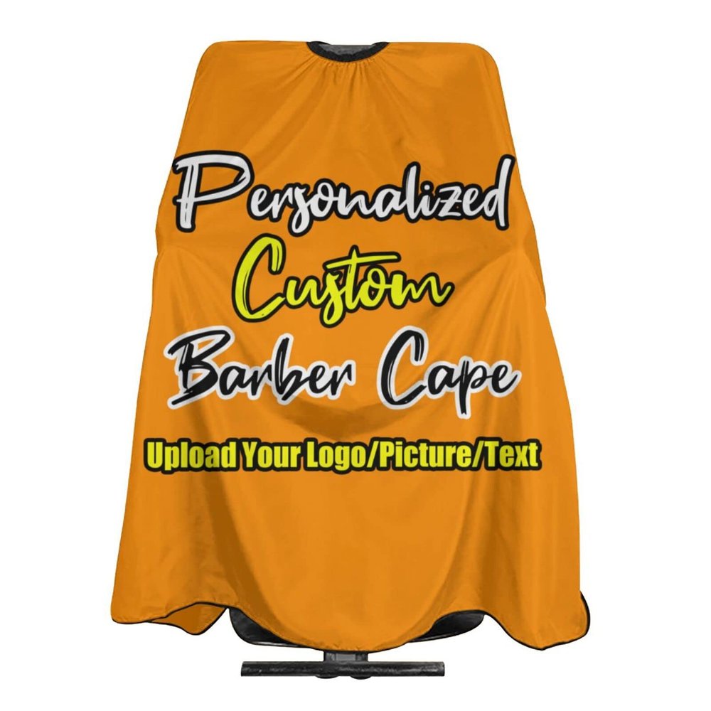 sophiehome Custom Barber Cape with Your Logo Text Photo, Professional Hair Cutting Cape Customized, Personalized Haircut Salon Cape for Hairdresser Styling & Home Adult Darkorange