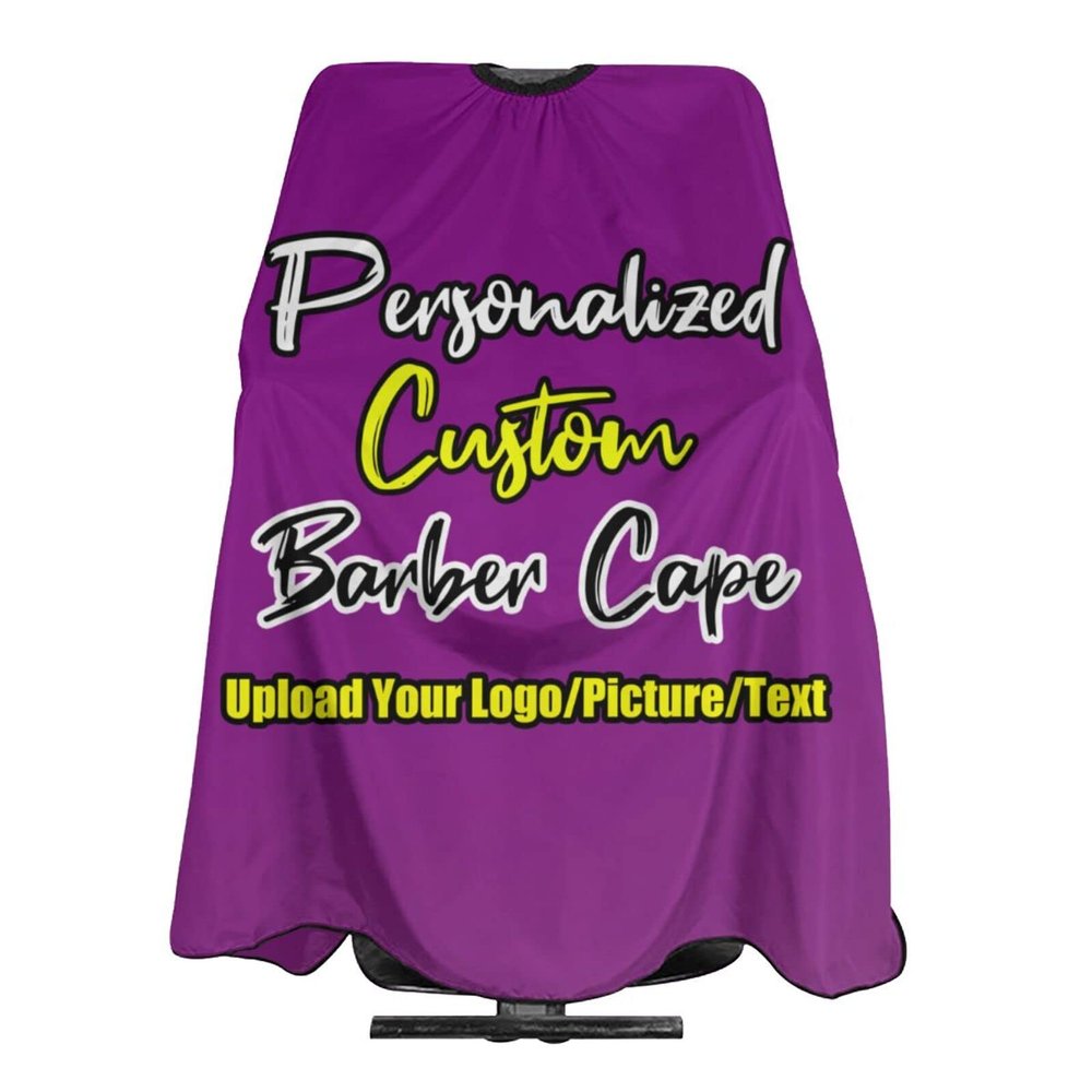 sophiehome Customized Haircut Cape for Adult, Personalized Barber Cape for Men Add Your Photo Text Logo, Custom Cape Haircut Apron for Home Salon and Barbershop Purple
