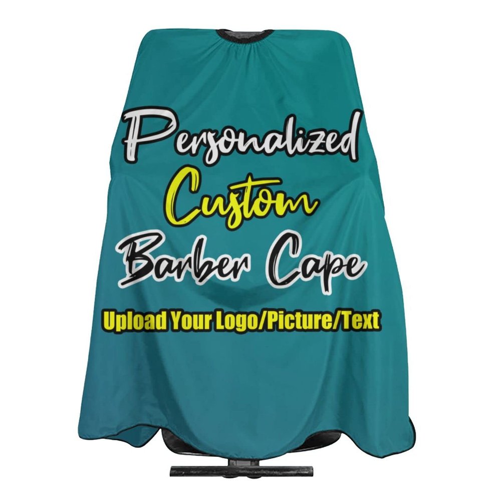 sophiehome Customized Professional Hair Cutting Cape Photo Custom, Personalized Salon Barber Cape with Text Logo Image, Hair Cutting Accessories, Adult Darkcyan