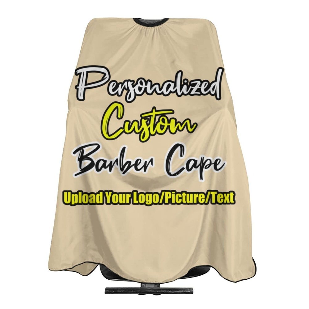 sophiehome Customizable Photo Logo Haircut Barber Cape for Men, Personalized Professional Funny Salon Cape with Your Message, Customized Hairdresser Cape for Child, Large Cape for Hair Cutting Wheat