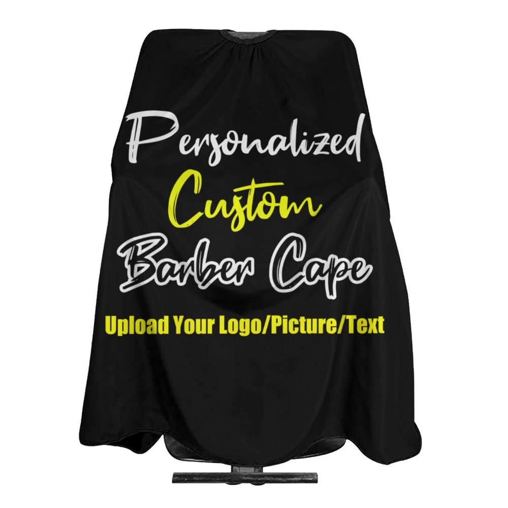 sophiehome Custom Barber Cape with Your Logo Text Photo, Professional Funny Hair Cutting Cape Customized, Personalized Haircut Salon Cape for Hairdresser Styling & Home Child Black