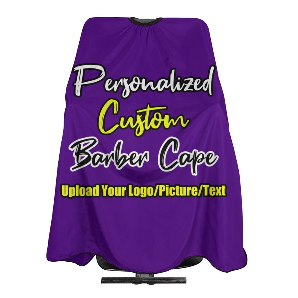 sophiehome Customized Haircut Cape Funny for Child, Personalized Barber Cape for Men Add Your Photo Text Logo, Custom Cape Haircut Apron for Home Salon and Barbershop Darkpurple