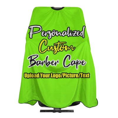Customizable Photo Logo Haircut Barber Cape for Men, Personalized Professional Funny Salon Cape with Your Message, Customized Hairdresser Cape for Child, Large Cape for Hair Cutting Lawngreen
