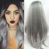 Medium Fake Leader Straight Hair Gradual Color high Temperature mitting YISSING (Color : Gray) view 1
