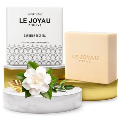 GARDENIA SECRETS | Gentle Cleanser made of Cold Pressed Virgin Olive and Essential Oils Authentic Lebanese Recipe for Face & Body Long Lasting Artisanal Bar Soap Handmade Aged 5 Months
