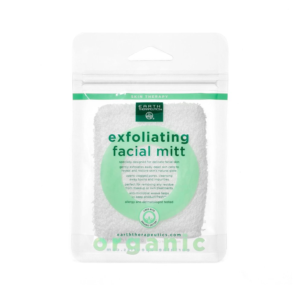 Earth Therapeutics Organic Cotton Exfoliating Facial Mitt