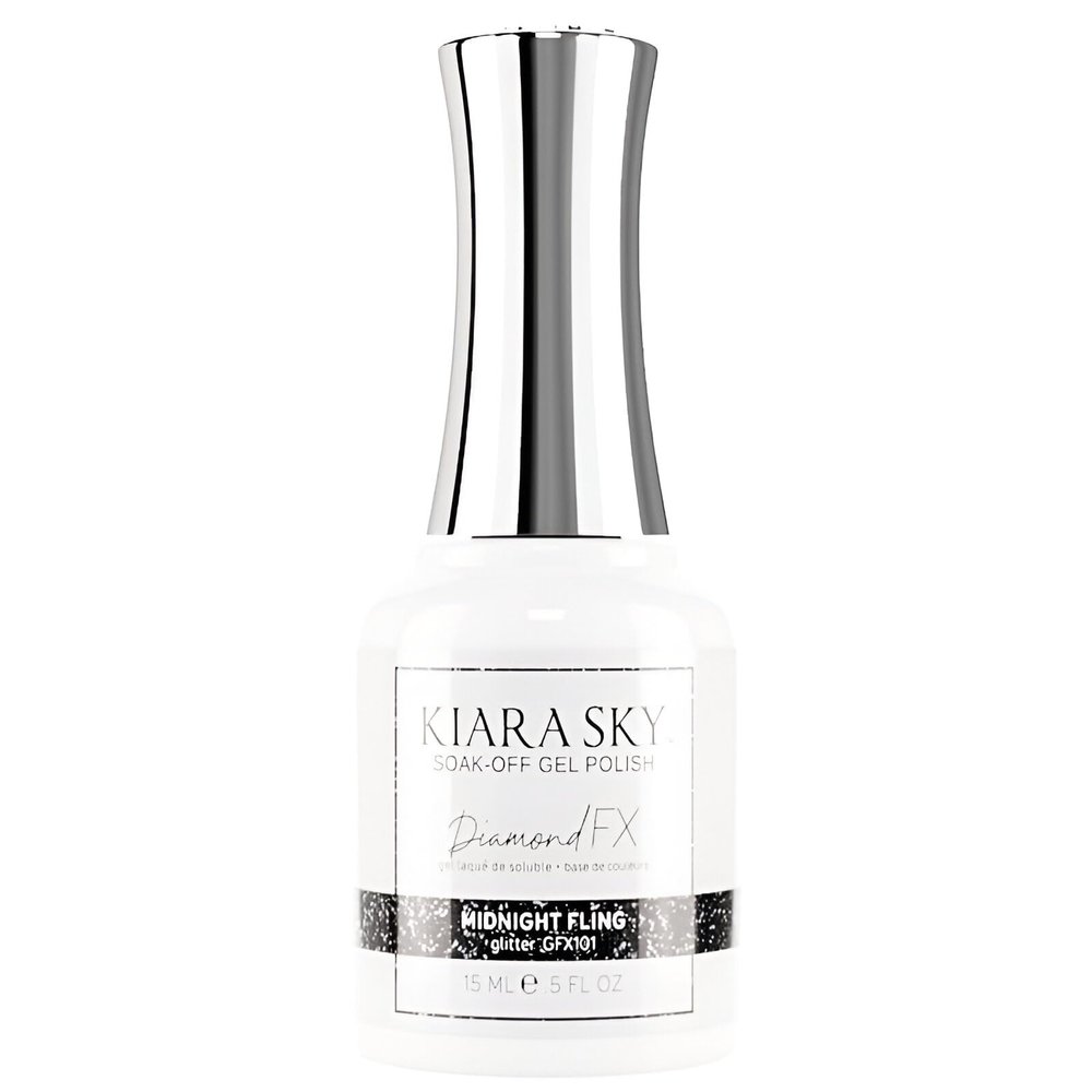 KIARA SKY Gel Polish DiamondFX Reflective Glitter Soak Off with Sparkle Diamond dust effect 0.5 fl oz, Midnight Fling (black)