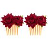 Beaupretty 2pcs Bridal Hair Comb Fabric Rose Flower Design Elegant Wedding Hair Accessories for Brides and Bridesmaids view 1