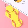 20Pcs Holder Keychain, Neoprene Keychains Holder Bulk, Yellow Baseball Design Lipstick Balm Cover for Handbag Hanging Pendants Travel view 2