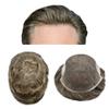 Toupee for men Hair Replacement Lace Front poly skin mens toupee hairpieces Natural human hair system for men Brown Gray Wigs for men hair unit(7"x9", #630 Light Brown+30% Gray-90% Light Density) view 1