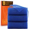 UJFQBH 3 Pieces African Bath Sponge African Net Long Net Bath Sponge Exfoliating Shower Body Scrubber Back Scrubber Skin Smoother,Great for Daily Use (Blue) view 1