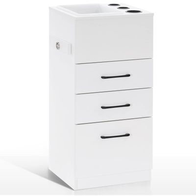 BarberPub Salon Storage Cabinet Beauty Locker Hair Dryer Holder Stylist Spa Equipment with Drawer 2035 (White)