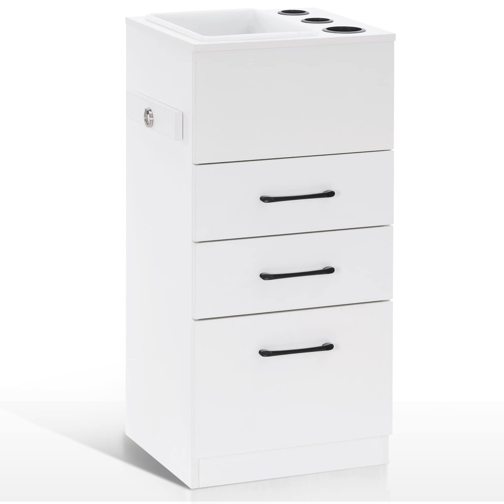 BarberPub Salon Storage Cabinet Beauty Locker Hair Dryer Holder Stylist Spa Equipment with Drawer 2035 (White)