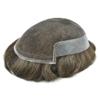 Mens toupee hairpieces human hair system for men hair piece replacement lace front mens hair unit poly skin toupee for men Gray Natural Wigs for men 7"x9",#610 Light Brown+10% Gray-90% Light Density view 3