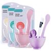 Face Mask Mixing Bowl Set +50pcs Cotton Pads, Plastic 6 in 1 DIY Facemask Mixing Tools Kit with Mask Bowl Stick Spatula Measuring Cup & Mask Brushes (Purple) view 3