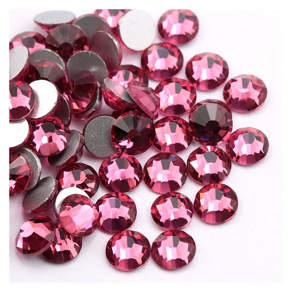 SS3-SS34 Rose Color Rhinestone for Nail Art,(288-1440pcs)/Pack Flat Back Non Hotfix Glue On Nail Art Rhinestones (Size : SS34 288pcs)