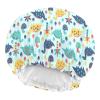 Babrukda Cute Dinosaur Novelty Print Kids Satin Sleep Cap, Elastic Adjustable Band Hat Night Sleeping Head Cover for Hair Stylish Satin Bonnet Beanie Hat for Girls Boys Toddler Baby view 3