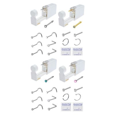4 Pack Nose Piercing Kit with 20 Rings