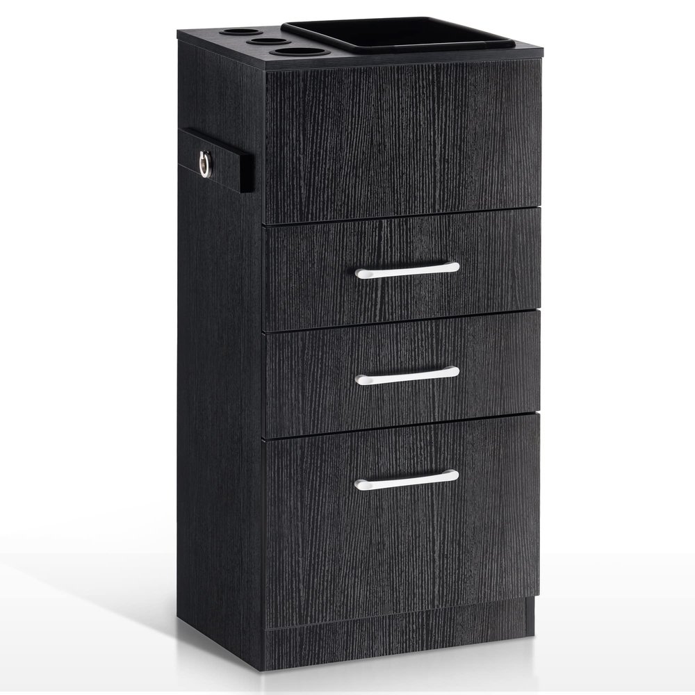 BarberPub Salon Storage Cabinet Beauty Locker Hair Dryer Holder Stylist Spa Equipment with Drawer 2035 (Black)