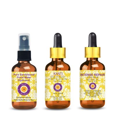 Deve Herbes Sandalwood Hydrosol & Kanti Oil for Glowing and Nourish your Skin with Intense Repair Hair Oil for Dry, Damaged & Brittle Hair. Reduces hair fall (Hair & Skin Care)