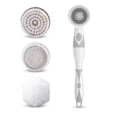 XIXIDIAN Electric Bath Brush Massager Back-Rubbing Brush Long Handle Spinning Body Cleaning Spa Massage Shower Brush (Color : Gray)