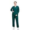 Scrub Set V-neck Uniform Women Long Sleeves Medical Workwear Tops/pants Beauty Salon Spa Shirt Pet Grooming Unisex (Greed,Medium,Medium) view 1