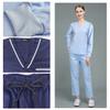 Scrub Set V-neck Uniform Women Long Sleeves Medical Workwear Tops/pants Beauty Salon Spa Shirt Pet Grooming Unisex (Greed,Medium,Medium) view 4