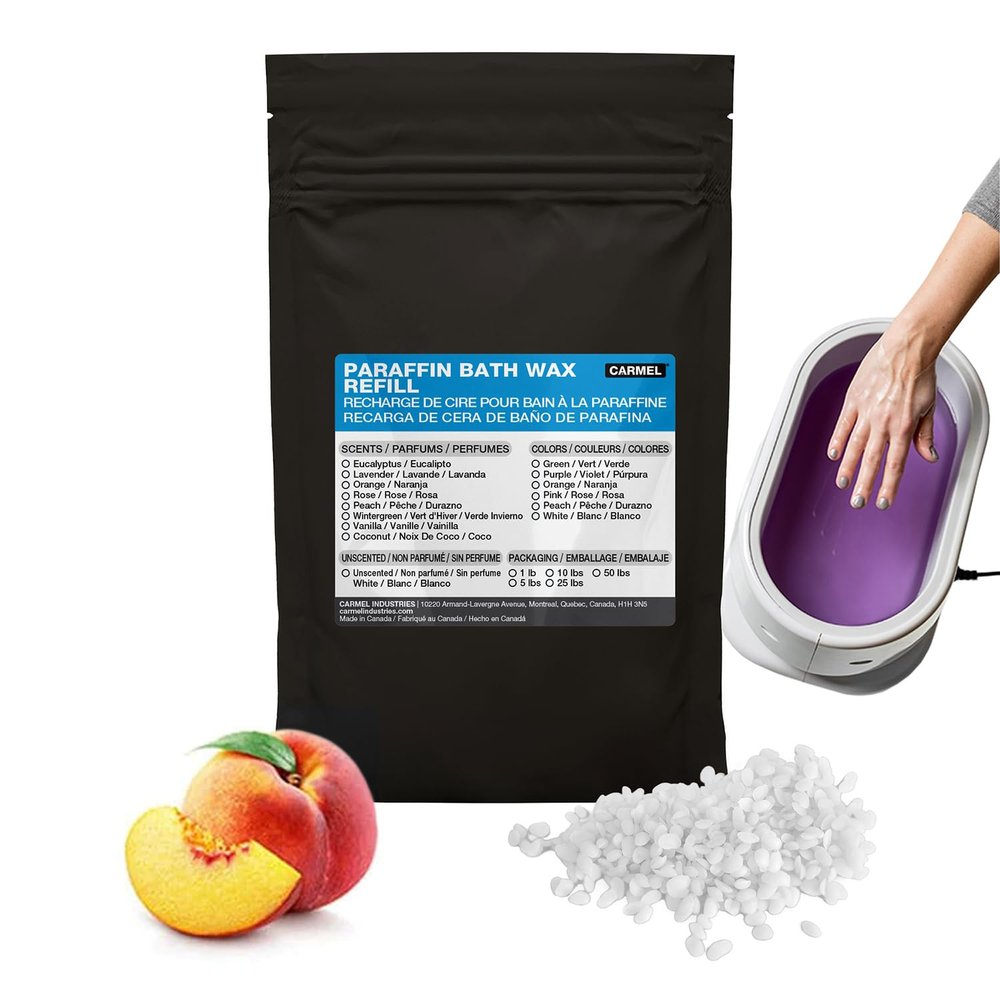Carmel Paraffin Bath Wax Refill, Peach Scented (1lb), Wax Beads, For Hands and Feet
