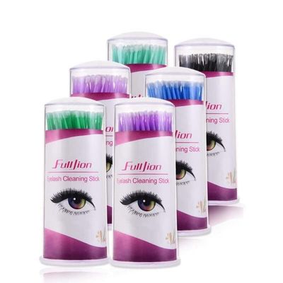 Essentials 100PC Disposable Eyelash Cleaning Stick & Cotton Swab (Purple)