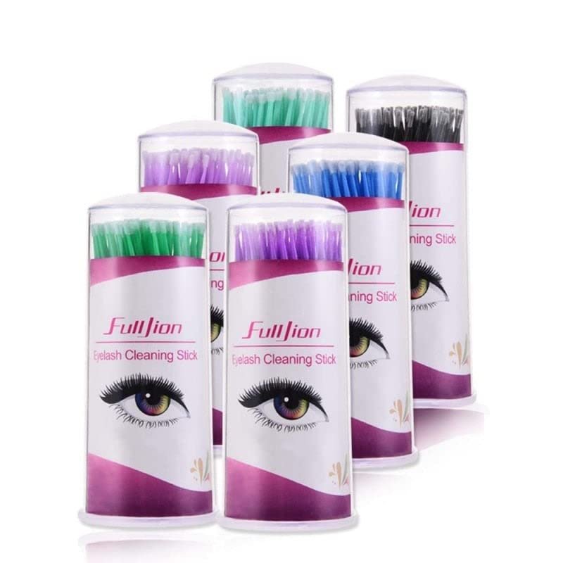 Essentials 100PC Disposable Eyelash Cleaning Stick & Cotton Swab (Purple)