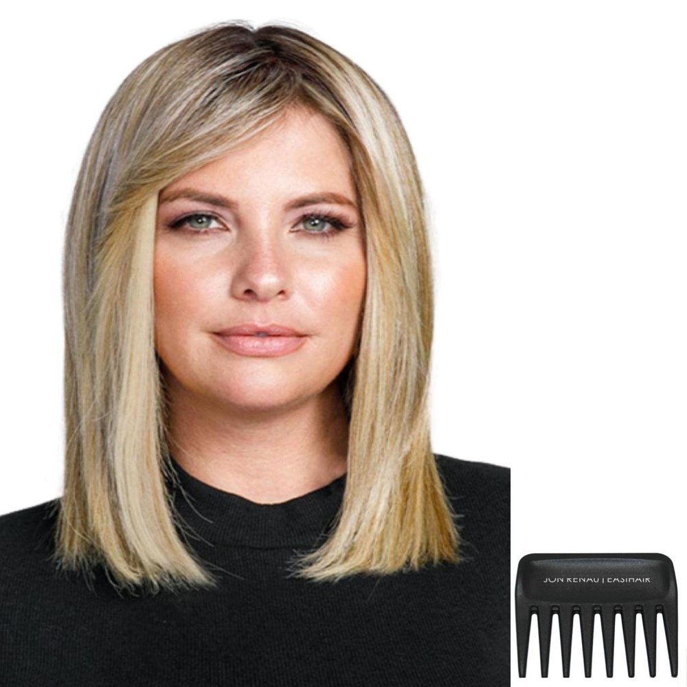 Bundle - 3 Items: easiPart T HD 12" by Jon Renau, Christy's Wigs Q & A Booklet & Wide Tooth Comb - Color: 22F16S8