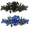 Set of 2 JCGY Mid Size Ornate Crystal Barrette Sparkly Crystals French Clasp 5A86600-1-2jetnSap view 1