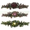 Set of 3 JCGY Mid Size Ornate Crystal Barrette Sparkly Crystals French Clasp 5A86600-1-3rubyPinkFuGrn view 1