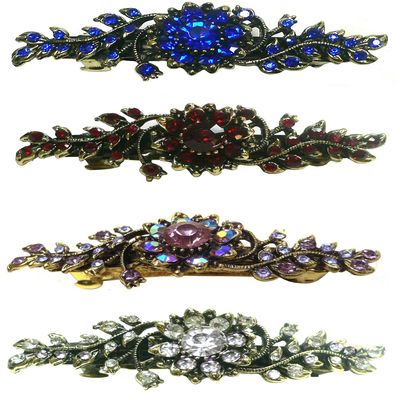 Set of 4 JCGY Mid Size Ornate Crystal Barrette Sparkly Crystals 5A86600-1-4gSapRubyLavenderCrystal