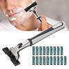 Safety, Stainless Steel Men's Shaving Without Dead Ends Double Layer Blades 20 Blades for Beard Shaving for Hair view 3