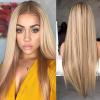 JOUKAYEA Long Ombre Brown Blonde Wig for White Black Women, Synthetic Straight Highlight Dirty Blond Wig with Dark Roots, Golden Hispanic Ladies Realistic Natural Looking Hair Replacement Wigs view 4