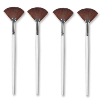 4 Pack Fan Brushes Fan Mask Brush Set, Facial Mask Brush Mask Applicator Brush for Peel Mask Makeup Tool (Brown)