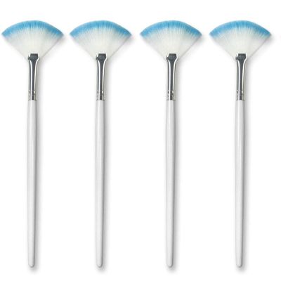 4 Pack Fan Brushes Fan Mask Brush Set, Facial Mask Brush Mask Applicator Brush for Peel Mask Makeup Tool (Blue)