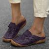 oiangi Comfortable Wedge Sandals for Women Casual Summer Carved Flower Hollow Closed Toe Wedge Slip-on Slipper Soft Baotou Breathable Home Outdoor Shoes view 2