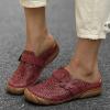 oiangi Comfortable Wedge Sandals for Women Casual Summer Carved Flower Hollow Closed Toe Wedge Slip-on Slipper Soft Baotou Breathable Home Outdoor Shoes view 2