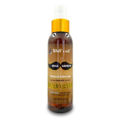 Well's Oil Mega Growth Beard Spray | Original Scent | For Mens Beard Care | Beard Conditioning Spray | 4 fl oz