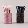 FOMIYES Sequin Style Pu Cosmetic Brush Holder Elegant Makeup Brush Storage Bucket for Office Bathroom and Home Organization Sturdy Design view 3