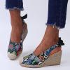 oiangi Espadrille Wedge Sandals for Women Trendy Casual Snake Pattern Closed Toe Slingback Bow Slip-on Sandals Summer Comfy Daily Shoes Sandalias Mujer view 2