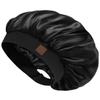 Hat Hut Satin Bonnet Silk Bonnet Sleep Cap for Women Hair Bonnet for Curly Natural Hair Sleeping Adjustable Wide Band Double Layer (Black) view 1