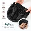 Hat Hut Satin Bonnet Silk Bonnet Sleep Cap for Women Hair Bonnet for Curly Natural Hair Sleeping Adjustable Wide Band Double Layer (Black) view 4