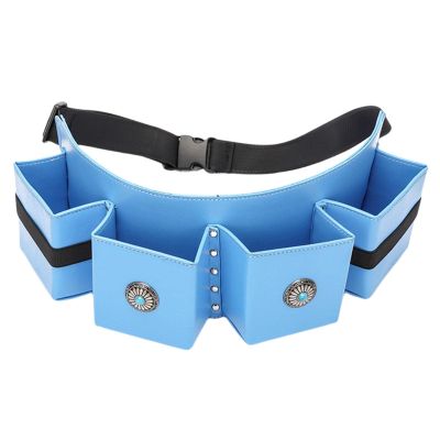 Backbayia Hairdressing Scissor Pouch PU Leather Barber Bag Vintage Waist Bag for Hair Dresser Salon Barber (Blue)