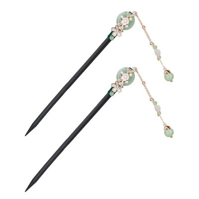 2pcs Hairpin Chinese Hair Chopstick Tassel Hair Stick Hair Bun Chopstick Hair Stick Chopstick Flower Hair Stick Wooden Hair Stick Hair Bun Stick Chopstick