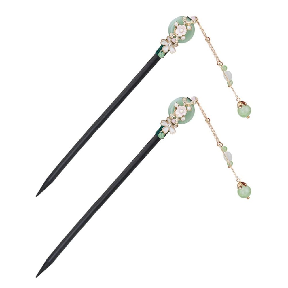 2pcs Hairpin Chinese Hair Chopstick Tassel Hair Stick Hair Bun Chopstick Hair Stick Chopstick Flower Hair Stick Wooden Hair Stick Hair Bun Stick Chopstick