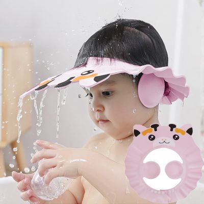Kids Shower Cap Toddler Bath Shampoo Cap Earmuff Visor Shield Hat Prevent Water Entering Eyes Ears Face Bathing Shade Cap Adjustable Bathing Tub Head Hair Rinser Hat Bath Shower Protector