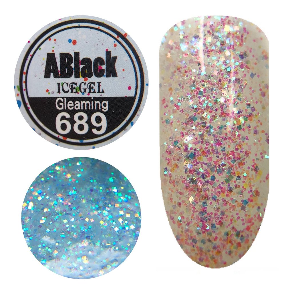 Nashlynails ICEGEL Ablack Gleaming Gel Polish (689 Glitter)